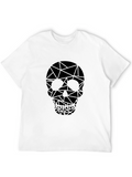 Geometric Skull Graphic Tee - Black Cotton T-Shirt