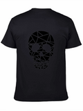 Geometric Skull Graphic Tee - Black Cotton T-Shirt
