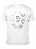 Black Graphic Tee with Tattoo Art