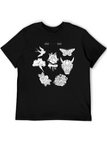 Black Graphic Tee with Tattoo Art