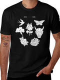 Black Graphic Tee with Tattoo Art