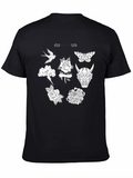 Black Graphic Tee with Tattoo Art