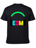 EDM Music Headphones Graphic Black T-Shirt