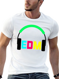 EDM Music Headphones Graphic Black T-Shirt