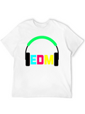 EDM Music Headphones Graphic Black T-Shirt
