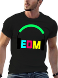 EDM Music Headphones Graphic Black T-Shirt