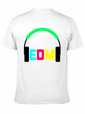 EDM Music Headphones Graphic Black T-Shirt