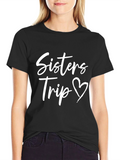 Sisters Trip Heart Graphic Tee - Black