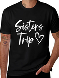 Sisters Trip Heart Graphic Tee - Black