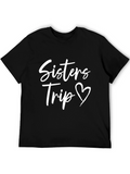 Sisters Trip Heart Graphic Tee - Black