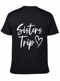 Sisters Trip Heart Graphic Tee - Black