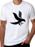 Mens Black Graphic Tee with Eagle Design