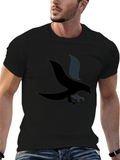 Mens Black Graphic Tee with Eagle Design