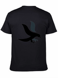 Mens Black Graphic Tee with Eagle Design