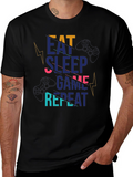 Eat Sleep Game Repeat Black T-Shirt