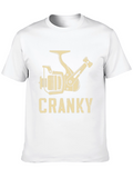Cranky Fishing Reel Graphic T-Shirt - Black Cotton Blend