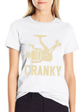 Cranky Fishing Reel Graphic T-Shirt - Black Cotton Blend