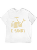 Cranky Fishing Reel Graphic T-Shirt - Black Cotton Blend