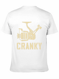 Cranky Fishing Reel Graphic T-Shirt - Black Cotton Blend