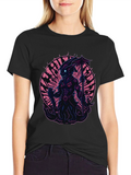 Monster Graphic Print Black T-Shirt