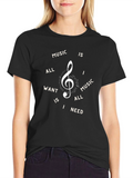 Music is All I Need Black T-Shirt
