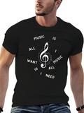 Music is All I Need Black T-Shirt