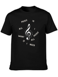 Music is All I Need Black T-Shirt