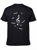 Music is All I Need Black T-Shirt