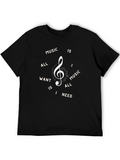 Music is All I Need Black T-Shirt