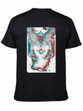 Psychedelic Wolf Graphic Tee - Black