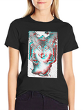 Psychedelic Wolf Graphic Tee - Black