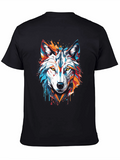 Abstract Wolf Graphic Tee - Modern Black T-Shirt