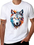 Abstract Wolf Graphic Tee - Modern Black T-Shirt