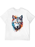 Abstract Wolf Graphic Tee - Modern Black T-Shirt