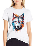 Abstract Wolf Graphic Tee - Modern Black T-Shirt