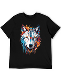 Abstract Wolf Graphic Tee - Modern Black T-Shirt