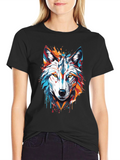 Abstract Wolf Graphic Tee - Modern Black T-Shirt