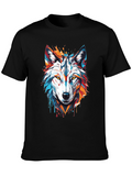 Abstract Wolf Graphic Tee - Modern Black T-Shirt