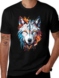 Abstract Wolf Graphic Tee - Modern Black T-Shirt