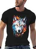 Abstract Wolf Graphic Tee - Modern Black T-Shirt