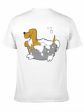 Cartoon Dog in Tub Graphic Tee