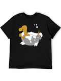 Cartoon Dog in Tub Graphic Tee