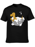 Cartoon Dog in Tub Graphic Tee