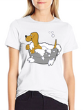 Cartoon Dog in Tub Graphic Tee