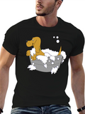 Cartoon Dog in Tub Graphic Tee