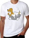 Cartoon Dog in Tub Graphic Tee