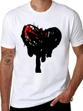 Abstract Heart Graphic Black T-Shirt