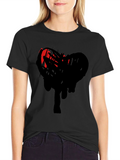 Abstract Heart Graphic Black T-Shirt