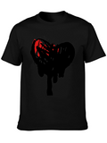 Abstract Heart Graphic Black T-Shirt