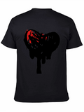 Abstract Heart Graphic Black T-Shirt